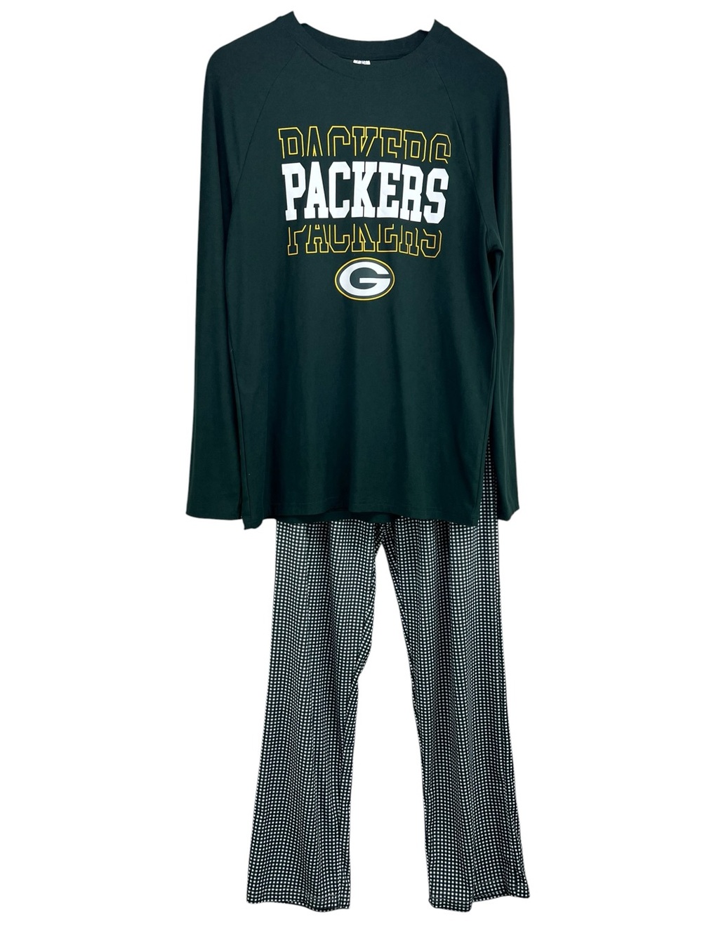 Green Bay Packers NFL Team Apparel Long Sleeve and Pants Pajama Set Adult Small